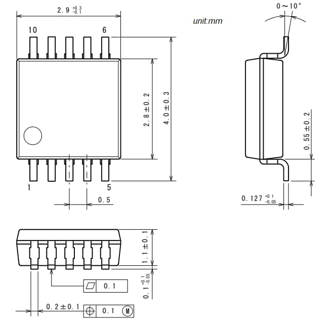 Mechanical Drawing - Nisshinbo NJW4142 MOSFET Drive Switching Regulator IC